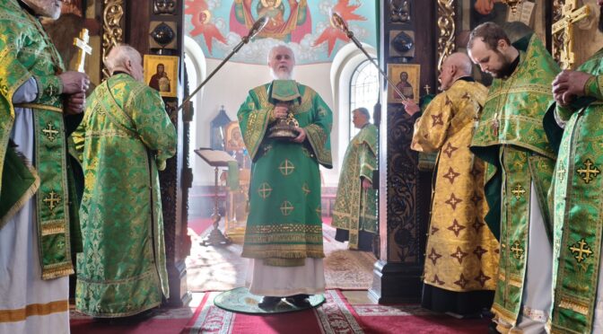 Праздничное богослужение в Неделю Ваий в Борисо-Глебском кафедральном соборе города Даугавпилса